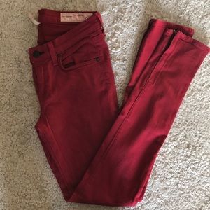 Red skinny jeans
